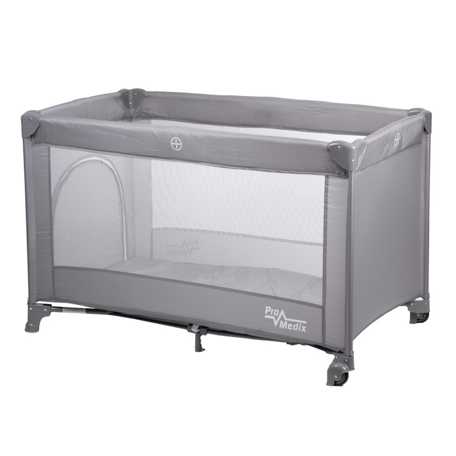 Promedix PR-803 G Szürke Utazó Babaágy 125x65x74cm, Kerekekkel és Védőhuzattal - Image 3