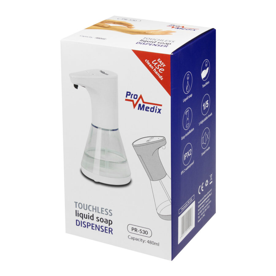 Promedix PR-530 Automata Szappan- és Fertőtlenítőszer Adagoló, 480ml, 4xAA Elemről Működik - Image 2