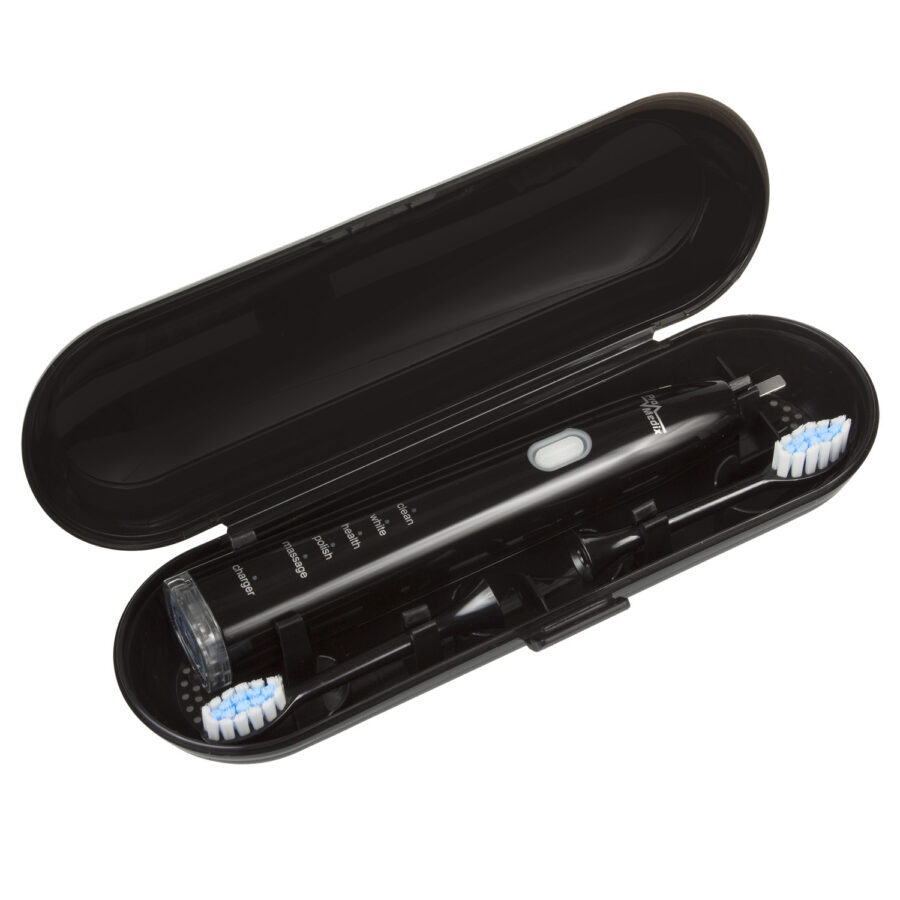 Promedix PR-740 Sonic Fogkefe, fekete, 5 üzemmód, időzítő, akkumulátor töltöttségjelző, 2 fej, USB kábel - Image 4