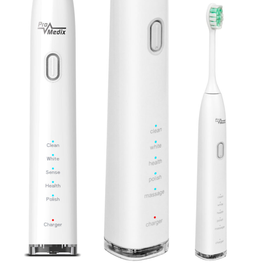 Promedix PR-740 Sonic Fogkefe, fehér színű, 5 üzemmód, időzítő, akkumulátor töltöttségjelző, 2 fej és USB kábel - Image 2