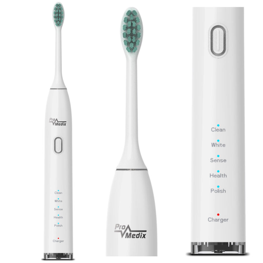 Promedix PR-740 Sonic Fogkefe, fehér színű, 5 üzemmód, időzítő, akkumulátor töltöttségjelző, 2 fej és USB kábel - Image 7